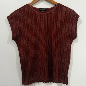 NOTATIONS‎ textured crinkle cap sleeve blouse Burnt Orange Women’s SIZE SMALL